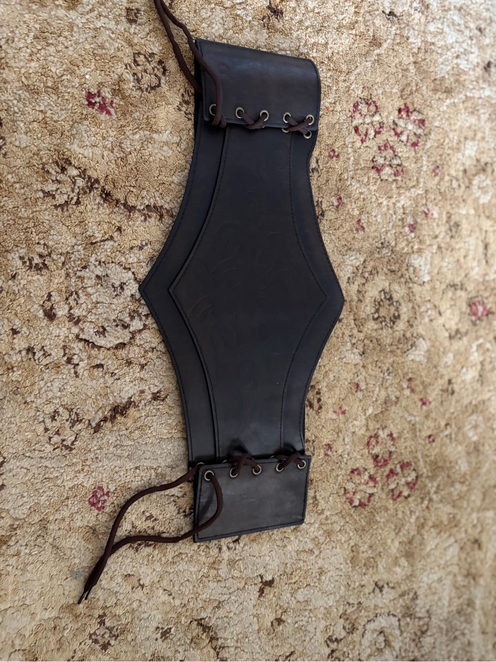Chic Wide Faux Leather Corset Belt with Lace-Up Detail OSFM costume dress up EUC